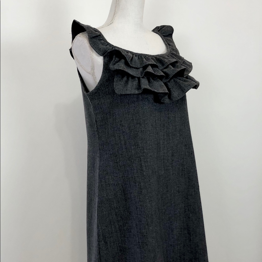 Tiana B. Gray Ruffled Front Sleeveless Dress